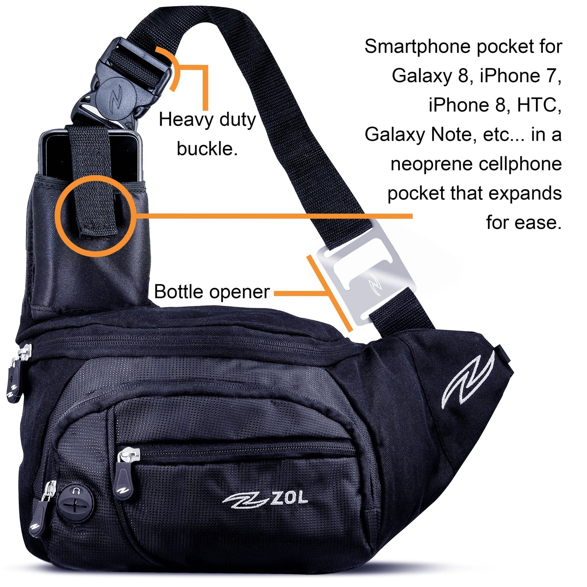 Zol Cross Bag for Tablet 7" - 8" Ipad Mini, Galaxy Tab, Kindle with Bottle Opener - Zol