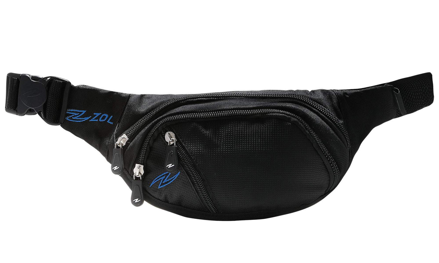 Zol Classic Medium Sport and Travel Fashion Fanny Pack Men Women Waist Bag 3 Pockets - Zol